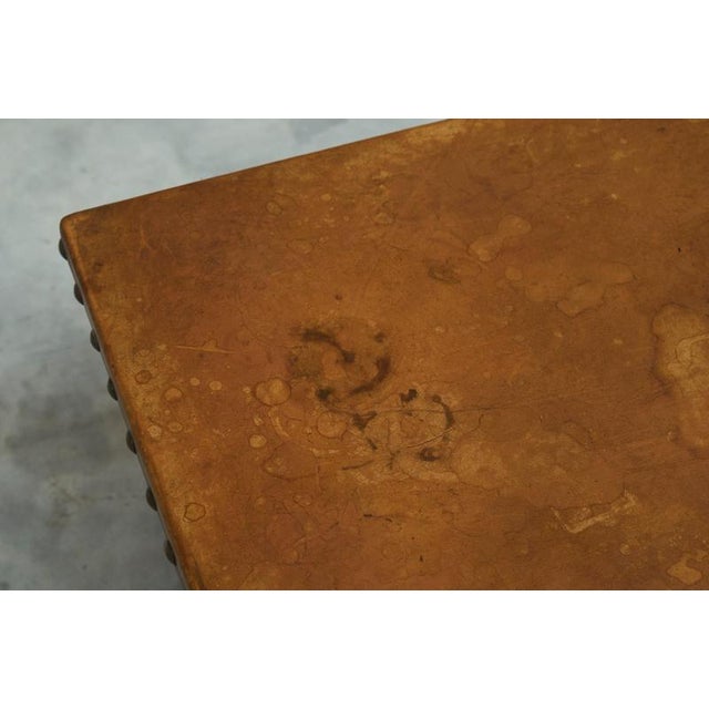 Mid-Century Spanish Coffee Table in Oak and Patinated Leather, 1940s For Sale - Image 9 of 12