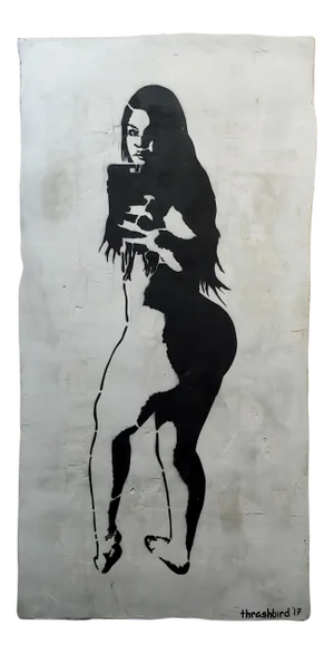 Thrashbird Art - Kim Kardashian Taking a Selfie - Stencil & MIX Media Painting