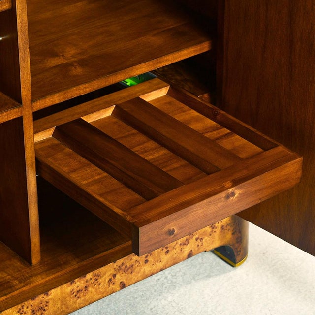 Contemporary Art Deco Burl Wood Bar Cabinet For Sale - Image 10 of 12