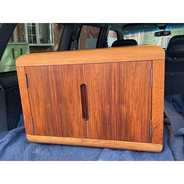 Vintage 1970s Dunbar Rosewood Rolling Accent Table Cabinet For Sale - Image 9 of 12