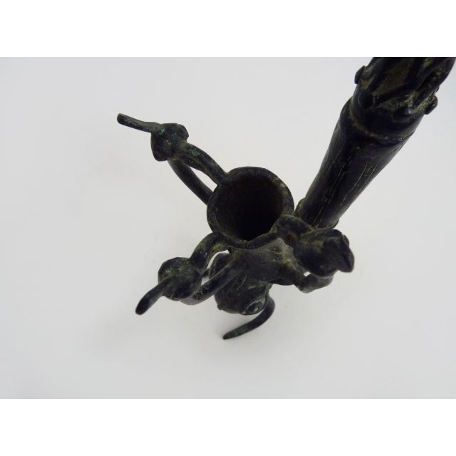 Large Vintage Zoomorphic Bamoun Bronze Pipe Cameroon, 1960s For Sale - Image 9 of 11
