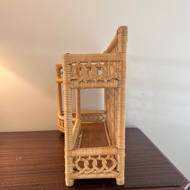 1980s Vintage Wicker Rattan Shelf For Sale - Image 10 of 11