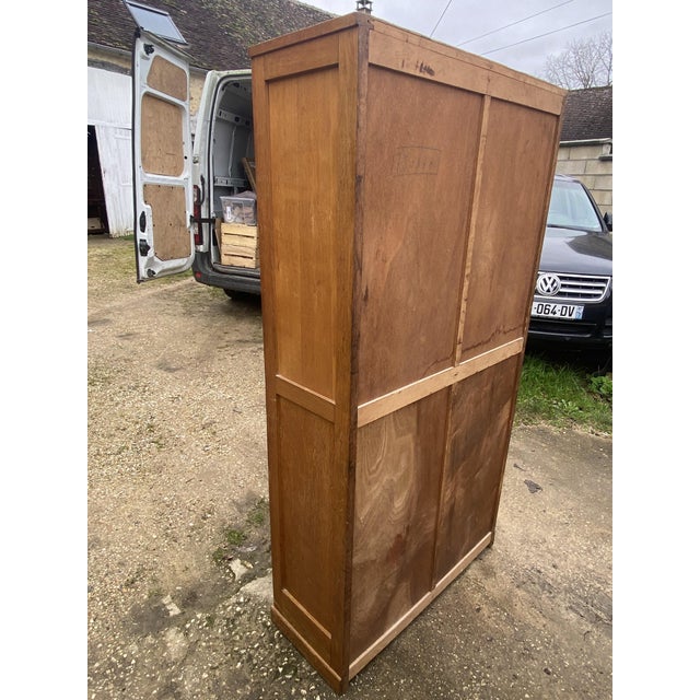 Oak Double Column Roll-Top Filing Cabinet, 1950s For Sale - Image 18 of 18