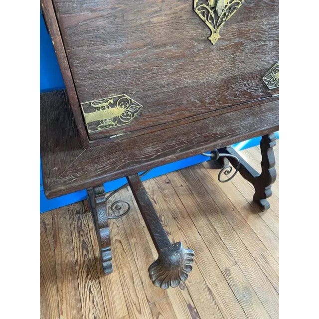 20th Century Arts and Craft Travel Cabinet Bargueno Desk, England, 1920s For Sale - Image 4 of 10