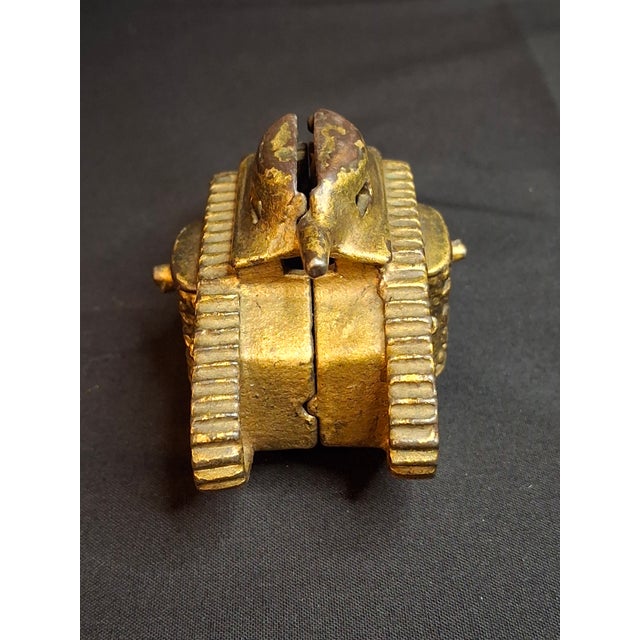 Gold Antique Ac Williams Cast Iron Tank Bank Usa 1918 Wwi Still Penny Bank Gold Paint For Sale - Image 8 of 17