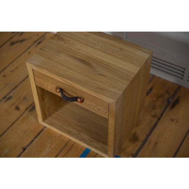 Wooden Nightstand With Swappable Handle For Sale - Image 10 of 11