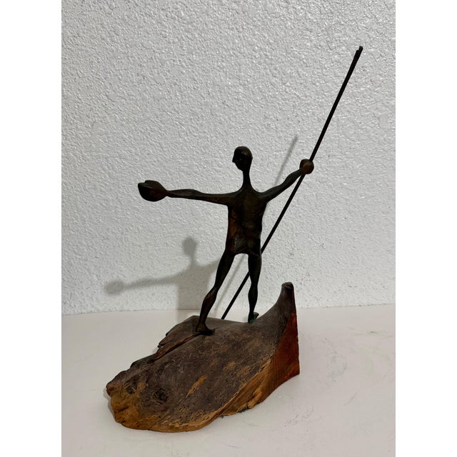 American Milton Hebald, Milton Hebald Mid Century Bronze & Wood Sculpture Wpa Artist Modernist Americana For Sale - Image 3 of 12