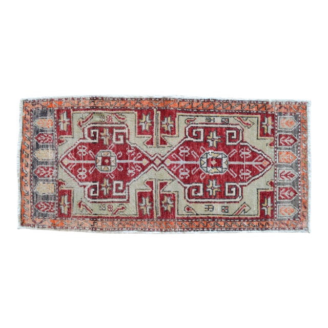 Hand Knotted Door Mat, Entryway Rug, Bath Mat, Kitchen Decor, Small Rug, Turkish Rug - 1'10" X 3'11" For Sale