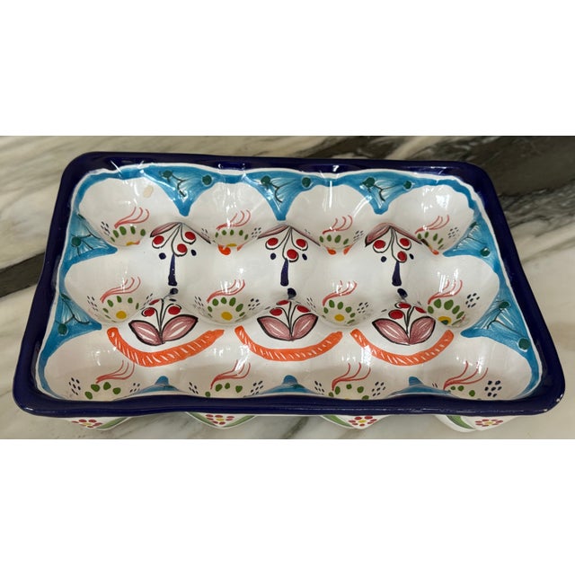 Hand Made in Mexico Vintage Ceramic Clay Pottery Egg Plate For Sale - Image 16 of 16