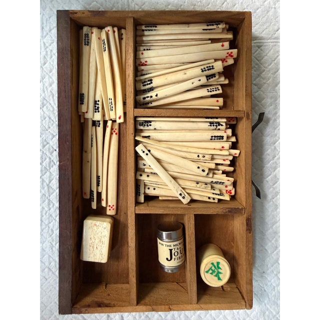 Antique Chinese Mahjong Set in Carved Dragon-Motif Wood Case, Early 20th Century For Sale - Image 10 of 15