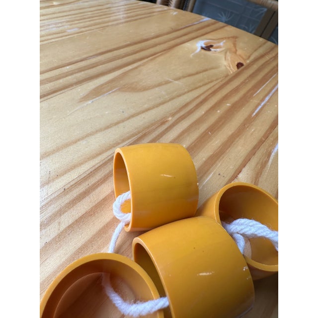 Mid-Century Modern Vintage Plastic Yellow Napkin Rings- Set of 4 For Sale - Image 3 of 6