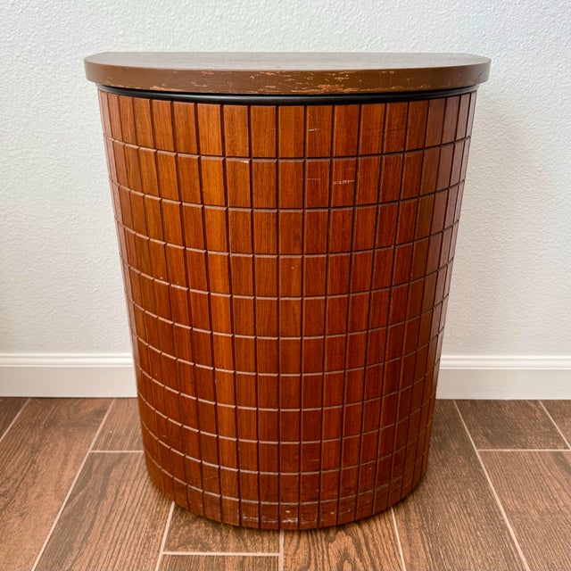 Mid Century Modern Vintage Clothing Laundry Hamper Walnut & Metal MCM VTG For Sale - Image 10 of 10