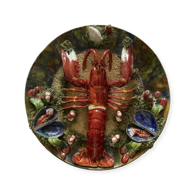 Palissy Style Majolica Trompe l'Oeil Loster Wall Plate, Portugal For Sale - Image 12 of 12