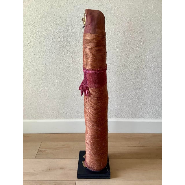 Metal 1980s Tall Southwestern Mixed-Media Figurative Sculpture With Brass Face by Naida Seibel, 37.5” H For Sale - Image 7 of 10