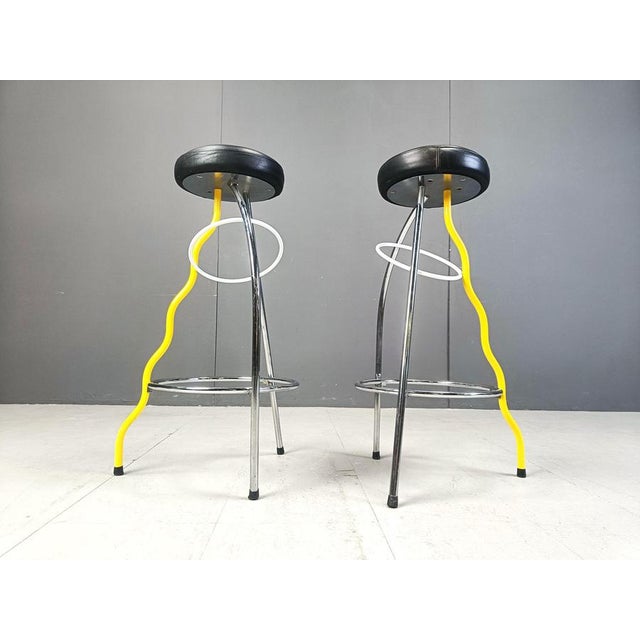 Unique memphis style bar stools designed by Javier Mariscal and initally created for the Duplex bar in valencia. The...