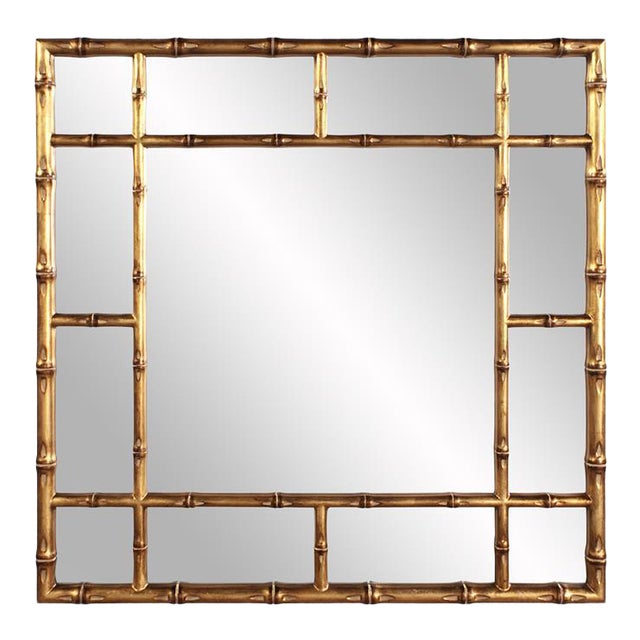 Kenneth Ludwig Chicago Gold Bamboo Square Mirror For Sale