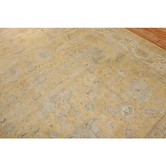 Antique Gold Ivory Square PersianTabriz Rug For Sale In New York - Image 6 of 12