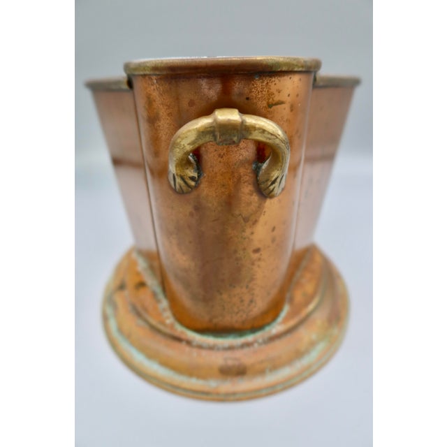 Vintage Art Deco Copper & Brass Double Wine Cooler With Center Ice Well For Sale - Image 9 of 9