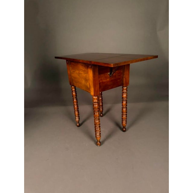 Mid 20th Century American Solid Birch Drop Leaf Side Table by Davis Cabinet Co., Two Drawer Nightstand For Sale - Image 17 of 18