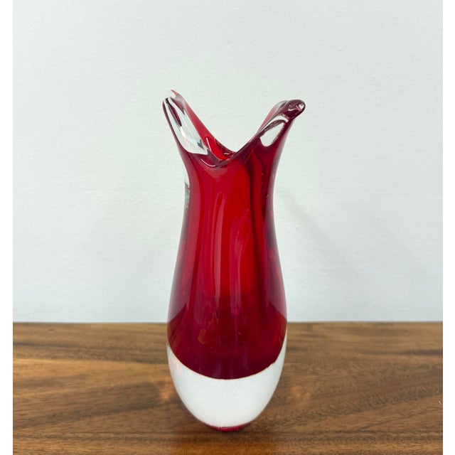 Vintage Murano Style Italian Glass Vase For Sale - Image 4 of 7