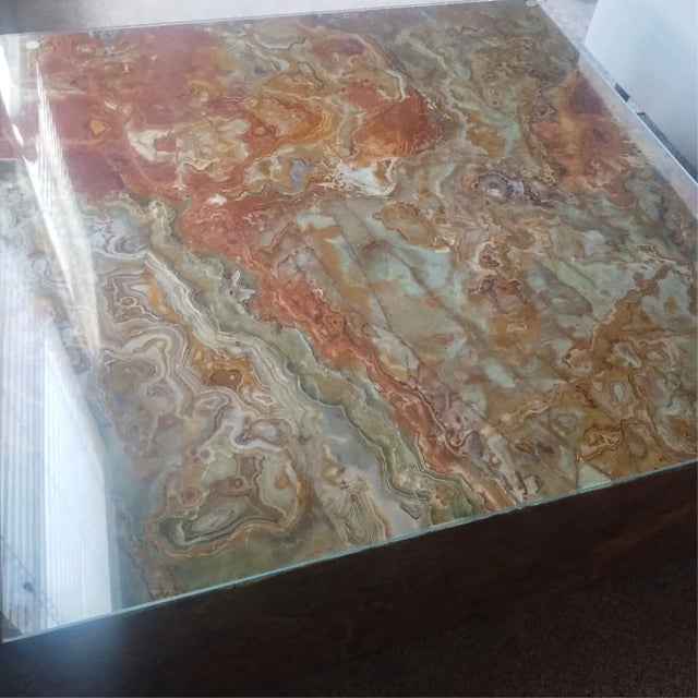 1970s 1970s Mid Century Post Modern Square Italian Marble Coffee/Cocktail Table For Sale - Image 5 of 14