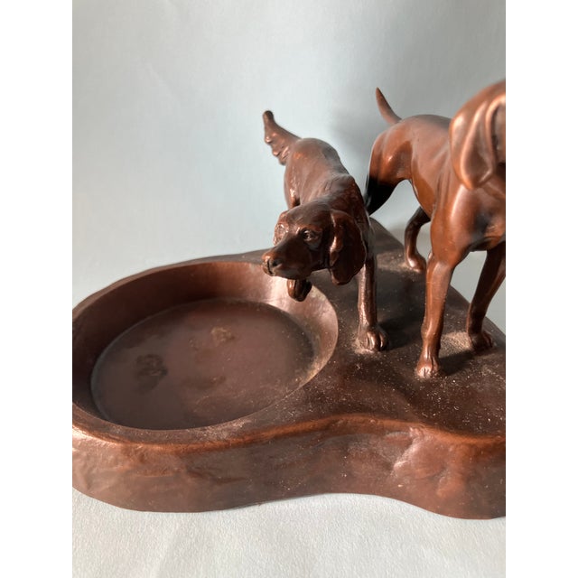 1920s 1920's English Bronze Hunting Dogs, Pointer & Golden Setter, Trinket Bowl Tray For Sale - Image 5 of 11