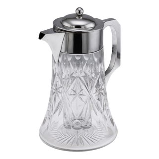 Antique English Silver and Cut Glass Claret Jug, 1906 For Sale