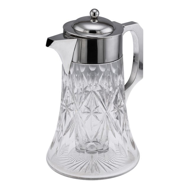 Antique English Silver and Cut Glass Claret Jug, 1906 For Sale