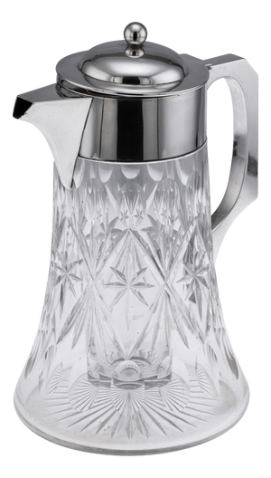 Antique English Silver and Cut Glass Claret Jug, 1906