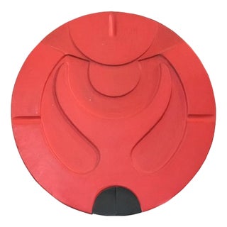 Mid-Century Modern Abstract Orange Terracotta Sculpture Bowl, Italy, 1972 For Sale