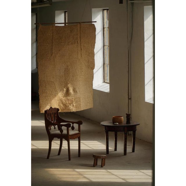 Danish Folk Art Armchair in Oak with Lambswool Seat, 1930s For Sale - Image 6 of 18
