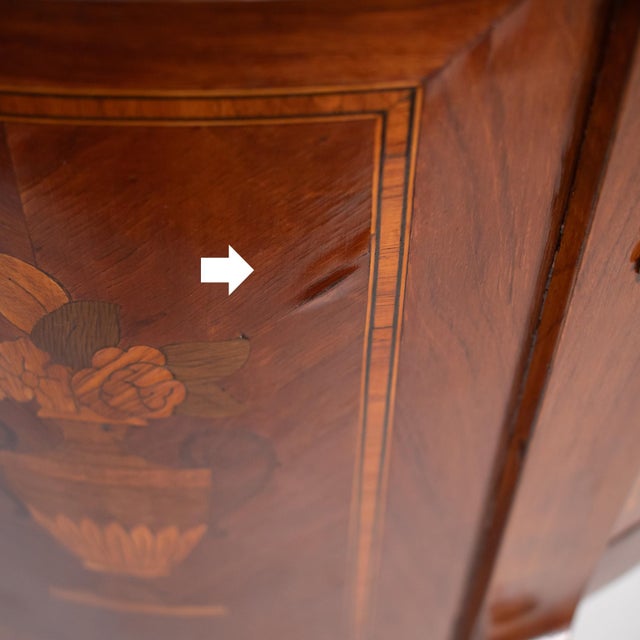 Pair of Vintage French Louis XVI Style Demilune Console Tables With Marble Tops For Sale - Image 10 of 18