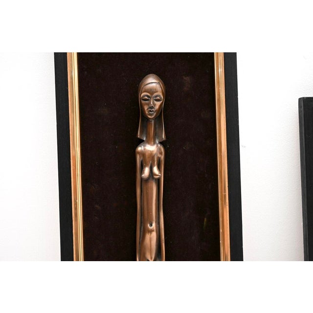 Vintage Framed Bronze Nude Wall Sculptures by Giovanni Schoeman, 1960, Set of 2 For Sale - Image 4 of 9