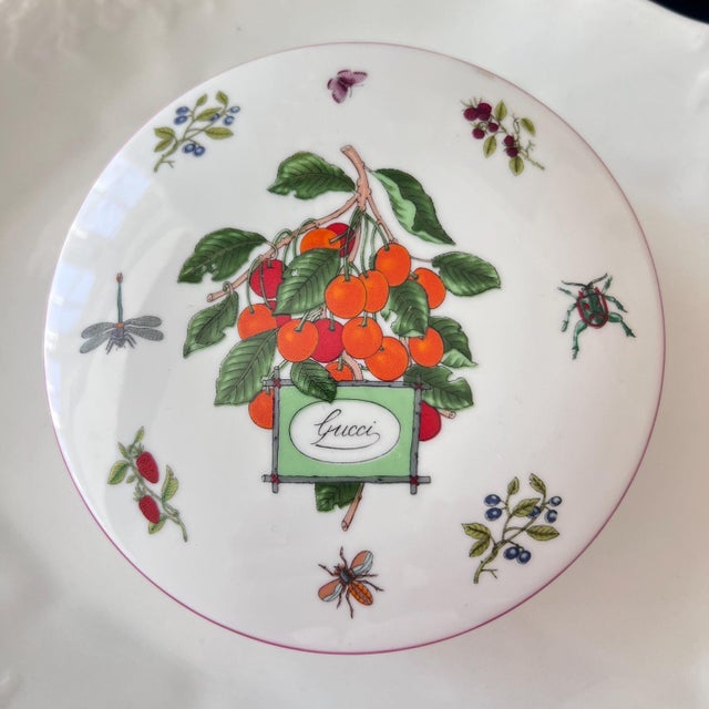 1970s Gucci trinket dish with lid by Richard Ginori // Cherries vide poche // vintage porcelain box // luxury homegoods // designer For Sale - Image 9 of 11
