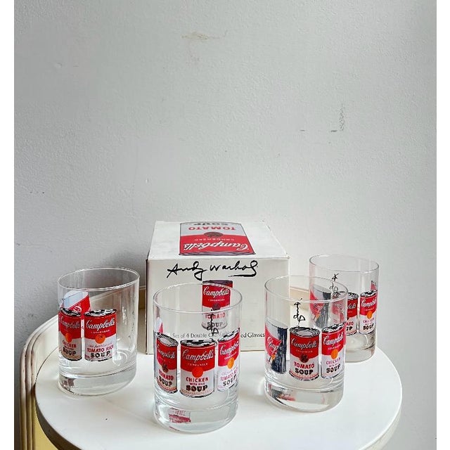 Red Campbells Series Glasses attributed to Andy Warhol for Block, 1990s, Set of 4 For Sale - Image 8 of 8