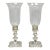 Antique Victorian Silver Plated Glass Hurricane Lamp Shade Candlestick - Pair For Sale