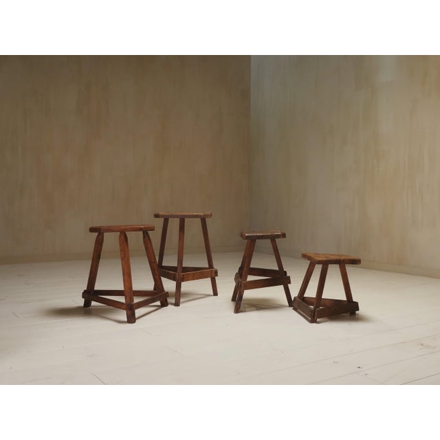 Antique English in Oak, 1800s, Set of 4 For Sale - Image 3 of 9