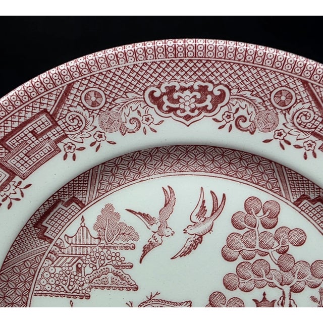 Churchill Vintage Mid-Century Modern Churchill Willow Rosa Pink English Cottage 8" Salad Plates-Set of 7 For Sale - Image 4 of 5