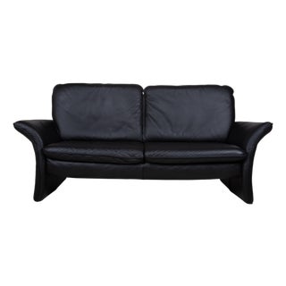 Three-Seater Sofa in Black Leather from Musterring For Sale