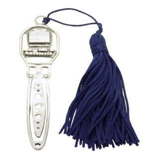 Vintage Italian Handmade Genuine Silver 90s Computer Desktop Bookmark With Tassel For Sale