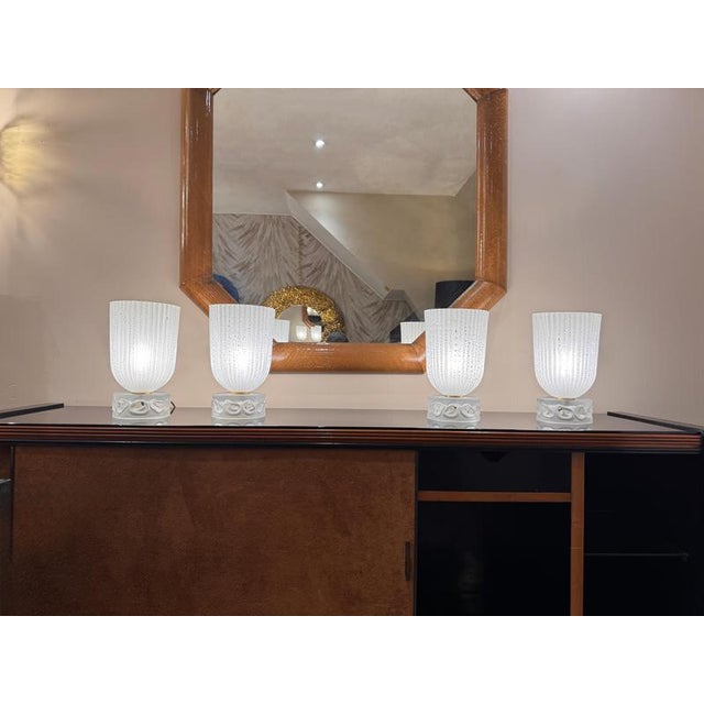 Silver French Art Deco Ribbed Crystal Torchiere Table Lamps, Set of 2 For Sale - Image 8 of 9