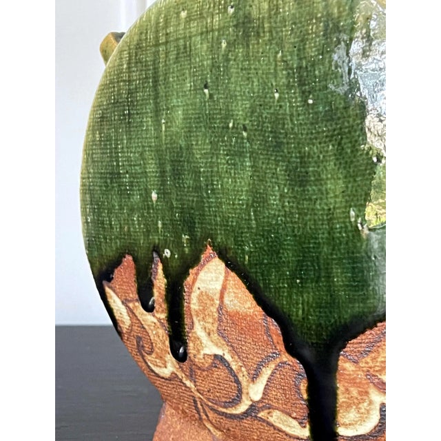 Ceramic Early 21st Century Modern Japanese Studio Pottery Oribe Moon Flask Vase by Ken Matsuzaki For Sale - Image 7 of 13