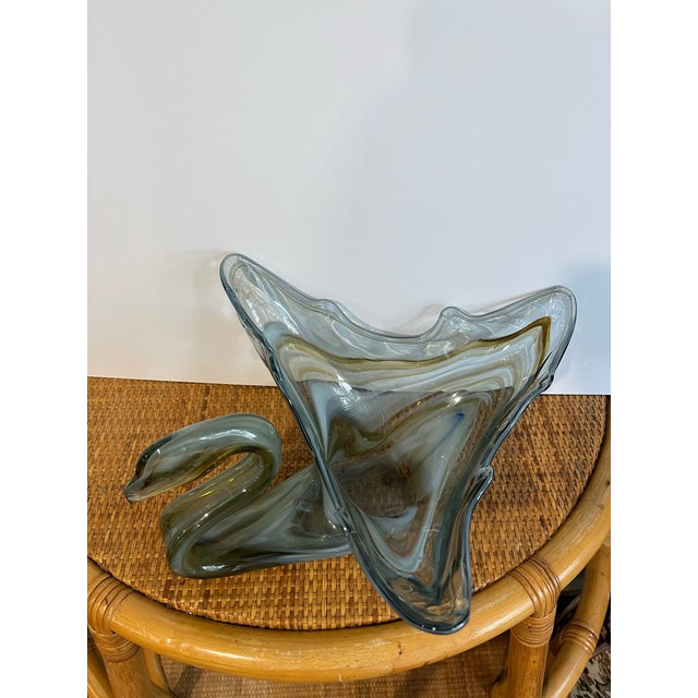 Mid Century Hand Blown Swirl Glass Swan For Sale - Image 12 of 12