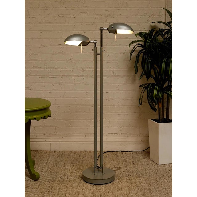 Metal Vintage Double-Head Adjustable Dome Floor Lamp For Sale - Image 7 of 7