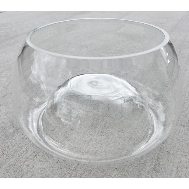 Glass Large Sculptural Clear Art Glass Centerpiece Bowl | Modernist Floating Bowl For Sale - Image 7 of 8