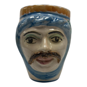 Signed Vintage Italian Caltagirone Majolica Moor's Head Ceramic Planter