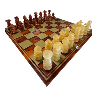 Italian Tortoiseshell Lucite Chess Set For Sale