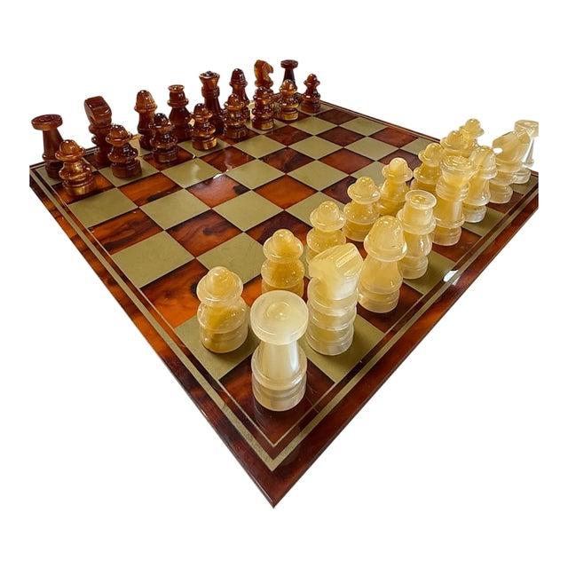 Italian Tortoiseshell Lucite Chess Set For Sale