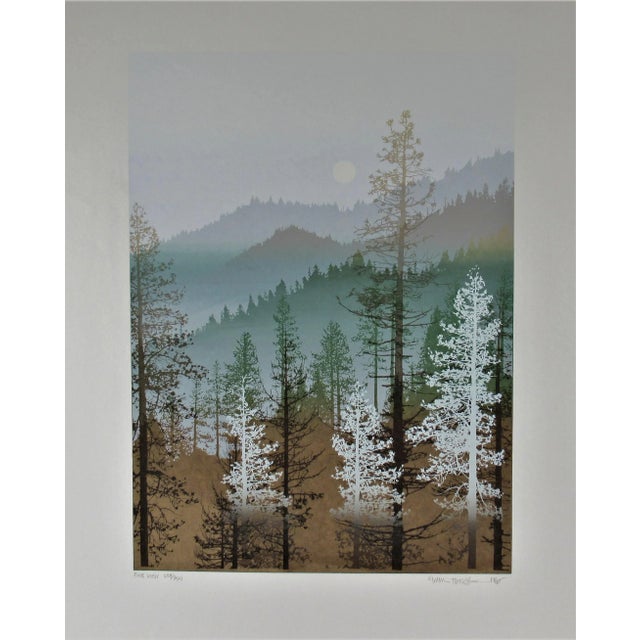 This artwork titled "Pine View" 1986 in an original color serigraph by American artist Virgil Trasher b.1943. It is hand...