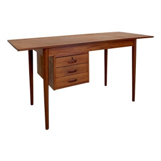 Teak Writing Desk with Drop Leaf Extension by Arne Vodder, Denmark, 1960s For Sale